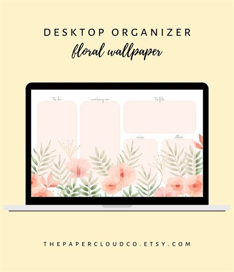 Floral Desktop Organizer Wallpaper Pastel Orange Flower