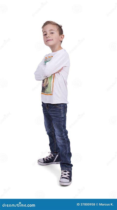 Portrait Of A Elementary Boy With Arms Crossed Stock Photo Image