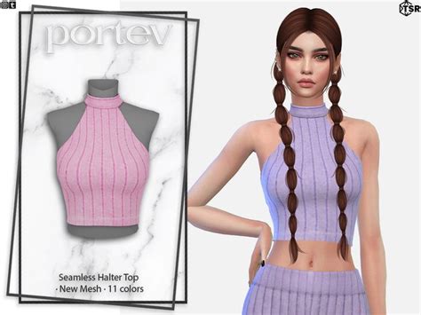 The Sims Resource Seamless Halter Top In 2022 Sims 4 Clothing Sims