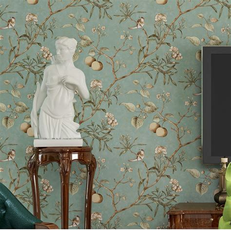 American Country Pastoral Bird Floral Wallpaper Roll Non Woven 3d Wall