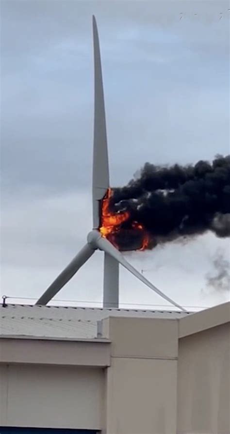 Video Captures English Wind Turbine Catching Fire Melting To Pieces