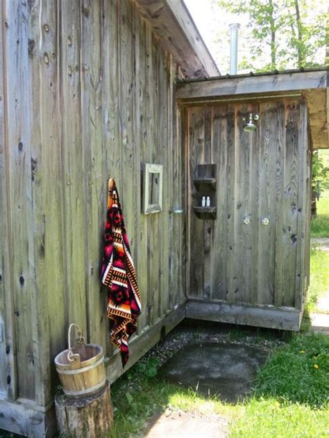 Outdoor Cabin Shower Brown Cabin Outdoor Shower Hotel Style