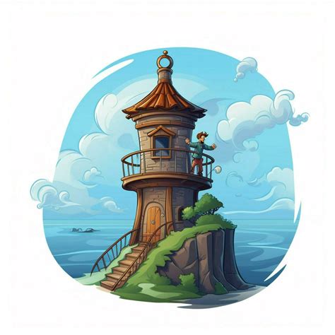 Lookout 2d Cartoon Vector Illustration On White Background 30689236