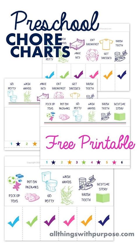 10 Free Printable Chore Charts For Kids Preschool Chore Charts Chore
