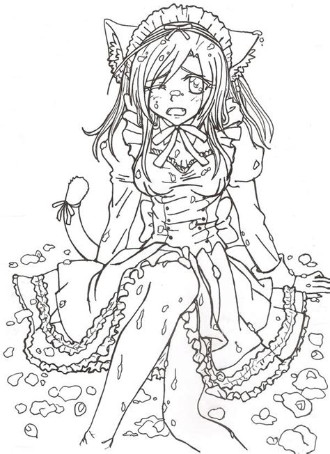 Mobileanime Neko Maid Coloring Base Coloring Pages