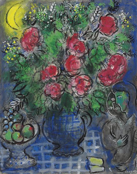 Marc Chagall 1887 1985 Les Roses Et La Lune Christies