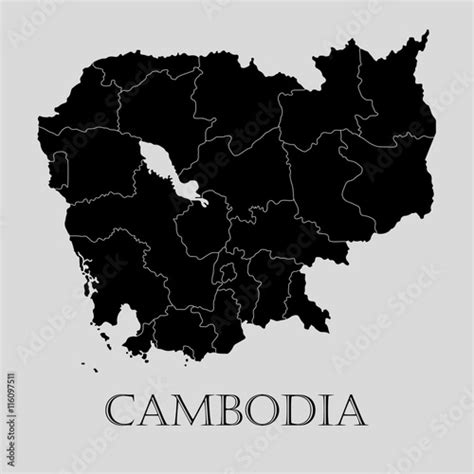 Black Cambodia Map Vector Illustration Stock Image And Royalty Free