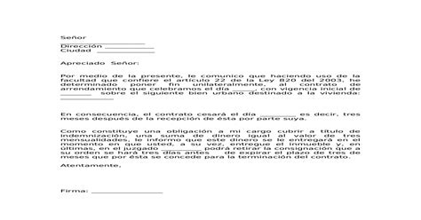 Carta De Aviso De Terminacion De Contrato De Arrendamiento Images