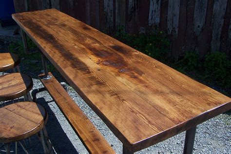 Reclaimed wood solutions specializes in railcar planks, cargo planks, antique wood & ships anywhere in usa. Industrial Style Bar Height Table with Metal Pipe Base and ...