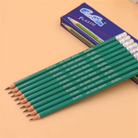 Green Color Plastic Hb Pencil With Eraser In Bulk Hot Stamp Logo Buy