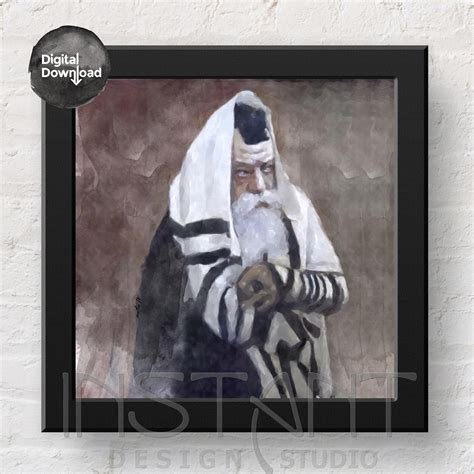 Large Rabbi Menachem Mendel Schneerson Portrait Watercolor Etsy