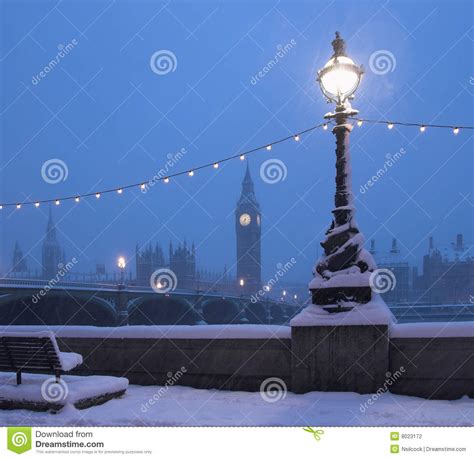London Skyline Snow Scene Stock Photo Image Of Kingdom