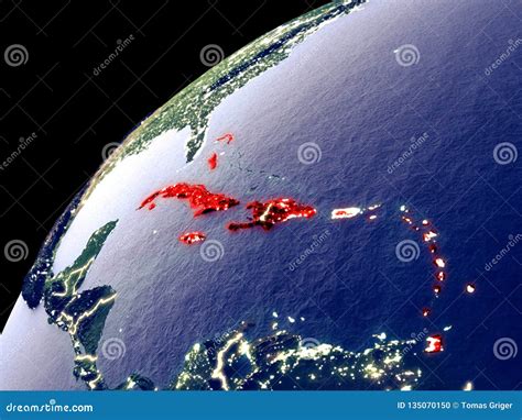 Satellite View Of Caribbean On Earth Stock Illustration Illustration