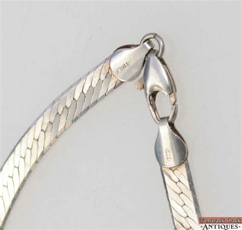 Vintage Flex Herringbone Necklace 18 Inch Long Sterling Silver 925 Made