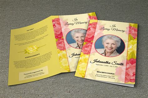 Floral Funeral Program Template Obituary Template Etsy Sample