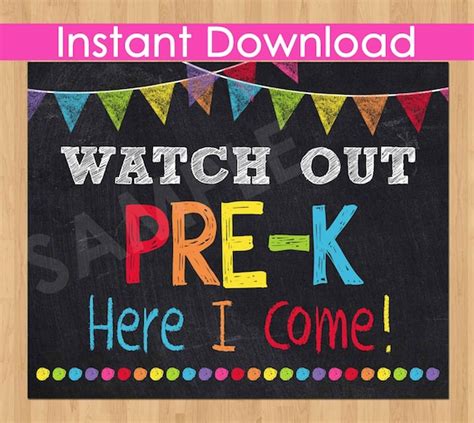 First Day Of Pre K Sign Instant Download Watch Out Pre K Here