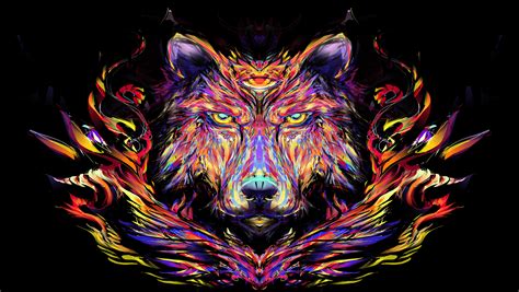 Psychedelic Wolf Wallpaper