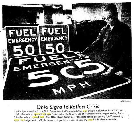 Ohios 50 Mph Fuel Emergency Speed Limit Sign 1973 Speed Limit Signs Speed Limit Shop Signs