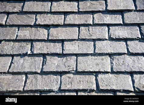 Traditional Welsh Slate Roof Slates Quality Thick Wales Stock Photo
