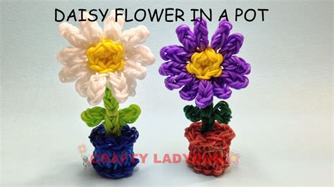 Rainbow Loom 3d Daisy Flower In Pot Adv Charm Tutorials By Crafty