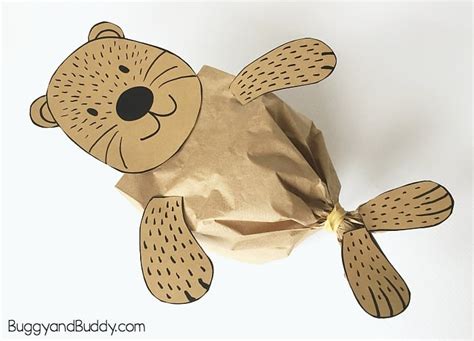 Paper Bag Sea Otter Craft For Kids With Free Printable Template Buggy