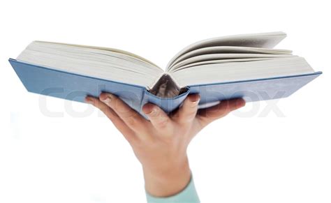 Close Up Of Woman Hand Holding Open Book Stock Image Colourbox