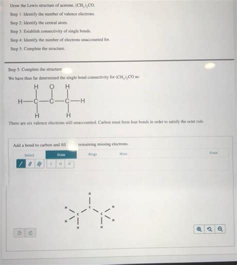 Solved Draw The Lewis Structure Of Acetone Ch Co Step Chegg