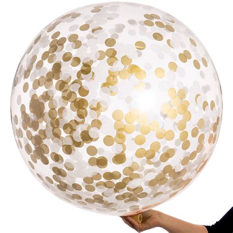 White And Gold Giant Confetti Balloon By Bubblegum Balloons