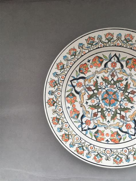 Turkish Tile Art Ceramic Plate Hand Painted Artwork Orange Etsy