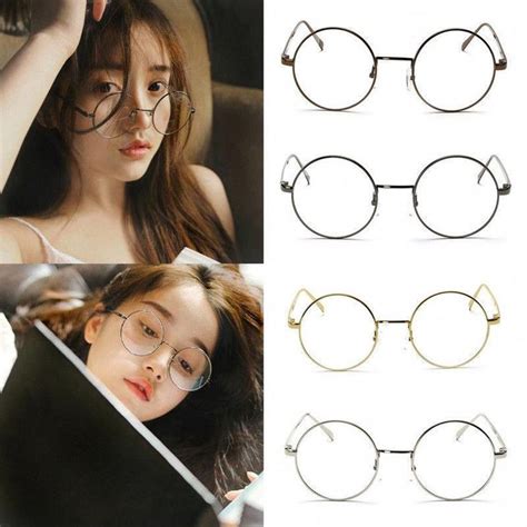Vintage Retro Metal Frame Clear Round Lens Glasses Nerd Spectacles