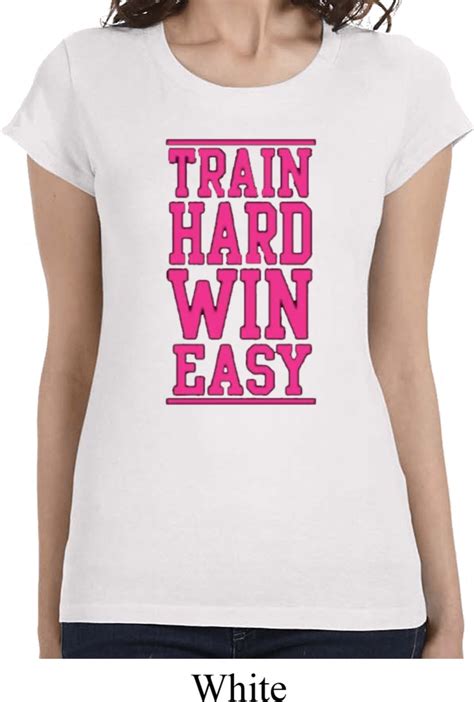 Ladies Fitness Shirt Train Hard Win Easy Longer Length Tee T Shirt