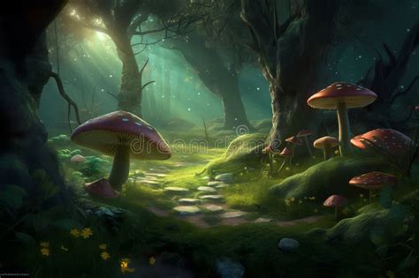 Fantasy Magical Forest Landscape Stock Image Image Of Dreamy