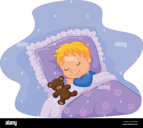 Cartoon Baby Sleeping With Teddy Bear Stock Vector Image And Art Alamy