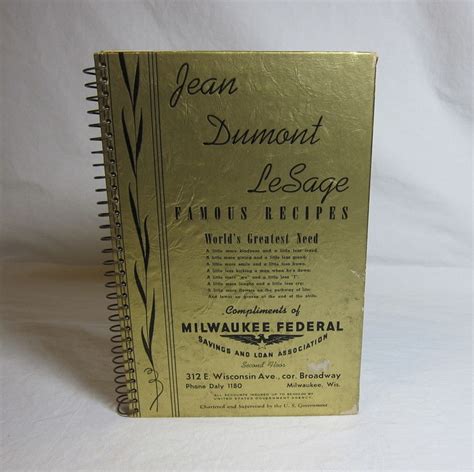 Famous Recipes By Jean Dumont Lesage Very Good Paperback 1940 The