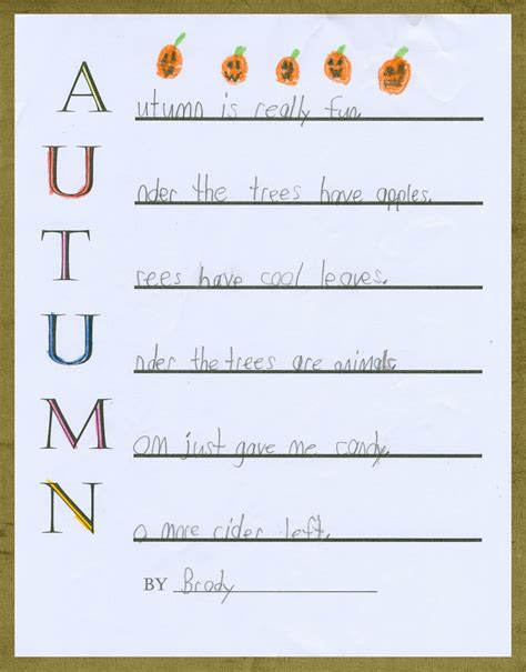 Third Grade Stars Autumn Acrostic Poems