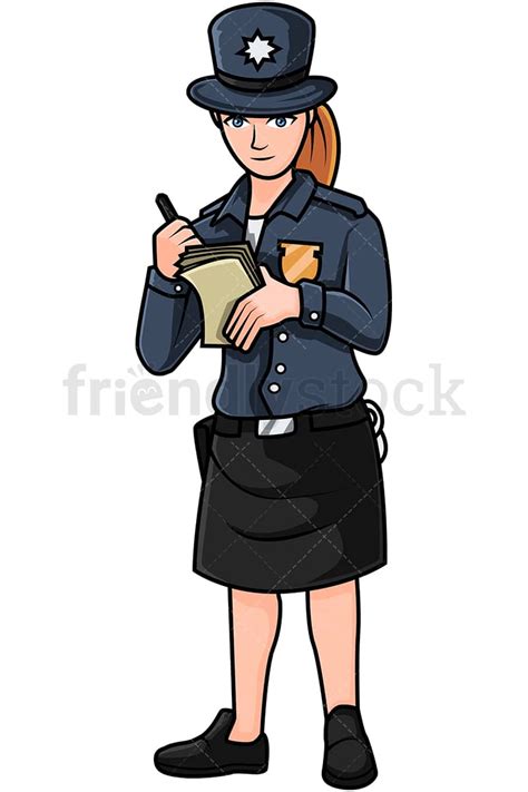 English Policewoman Writing A Ticket Cartoon Vector Clipart Friendlystock