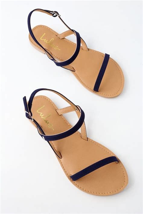Has been added to your cart. Rika Navy Nubuck Flat Sandals | Womens sandals, Sandals ...