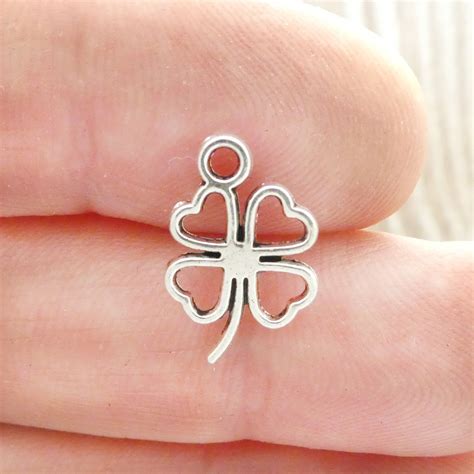 20 Silver Open Four Leaf Clover Pendant Good Luck Charm Etsy
