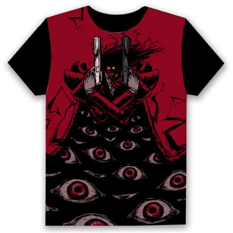 Anime Hellsing Alucard Unisex T Shirt Short Sleeve Cosplay Black Tee 2 R608 Ebay