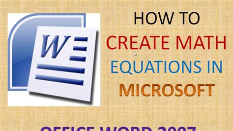How To Create Math Equations In Office Word 20072010 Youtube