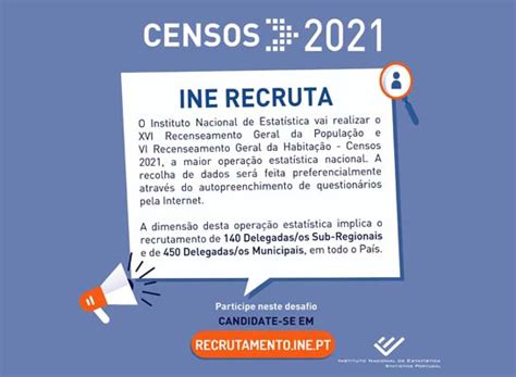 Se já recebeu as cartas com os códigos e. CENSOS 2021 | INE recruta Delegados Municipais e Sub ...