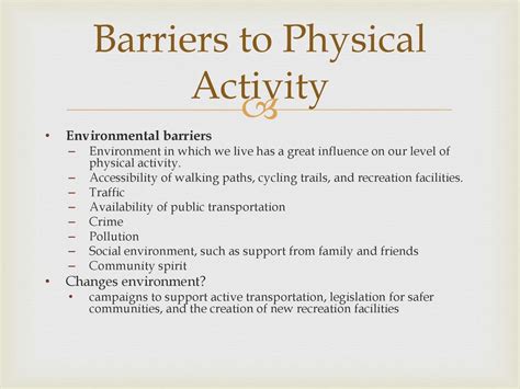 Addressing Barriers To Physical Activity Ppt Download