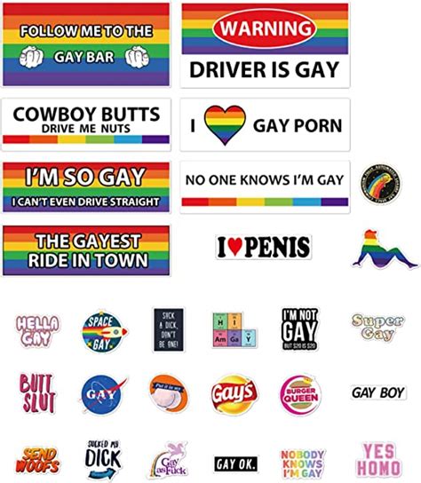 28 Pcs Original Funny Gay Lgbt Prank Bumper Stickers For