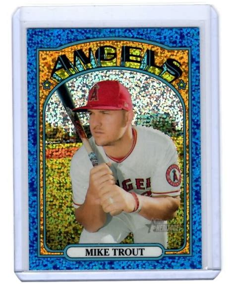 Mike Trout 2021 Topps Heritage Chrome Blue Sparkle Refractor 169 2