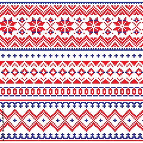 Lapland Vector Seamless Winter Pattern Sami People Folk Art Design