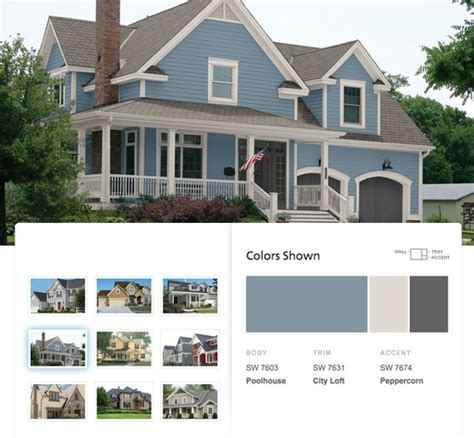 Traditional Exterior Paint Palette With Blue And Gray Colors From Sherwin