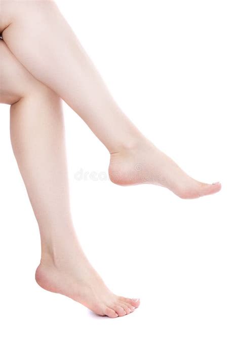 Shapely Female Legs Isolation On A White Background Stock Photo