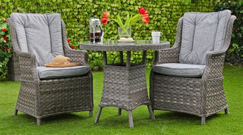 Plastic rattan is a very resilient material. Contempoaray Grey Rattan Garden Furniture Bistro Set ...