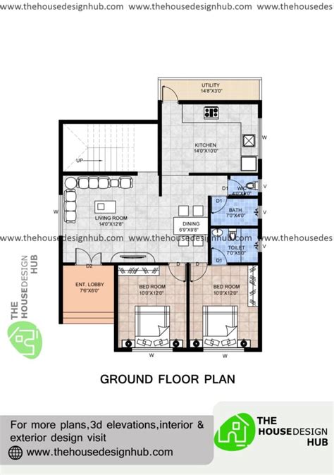 2 Bhk House Plan 30 X 40 Ft In 1100 Sq Ft The House Design Hub