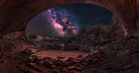 View Of Milky Way From Ocean Cave 4k Ultra Hd Wallpaper Background